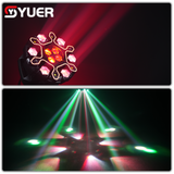 YUER™ 10x10w RGBW Beam 6-Arm Super Bee Eye Donkey Kong Moving Head Effect Light With Iridescent Light Strips White/Gold Strobe RG Laser Effect DMX512 Sound Control For DJ Disco Bar KTV