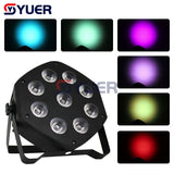 YUER™️ Wireless Remote Control LED Par 9x10W RGBW 4IN1 LED Wash Light Stage DJ Party Uplighting No Noise Remote Control Night Lights