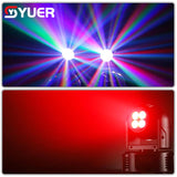 YUER™️ Mini RGBW LED Moving Head Magic Ball Wash Strobe 3in1 PAR Lighting Dmx512 Stage Light Effect Wash Disco Dj Party Bar