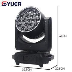 YUER™️ LED 19x15W RGBW 4IN1 Wash Moving Head Zoom Light With LED Aperture For DJ Bar Stage KTV Nightclub