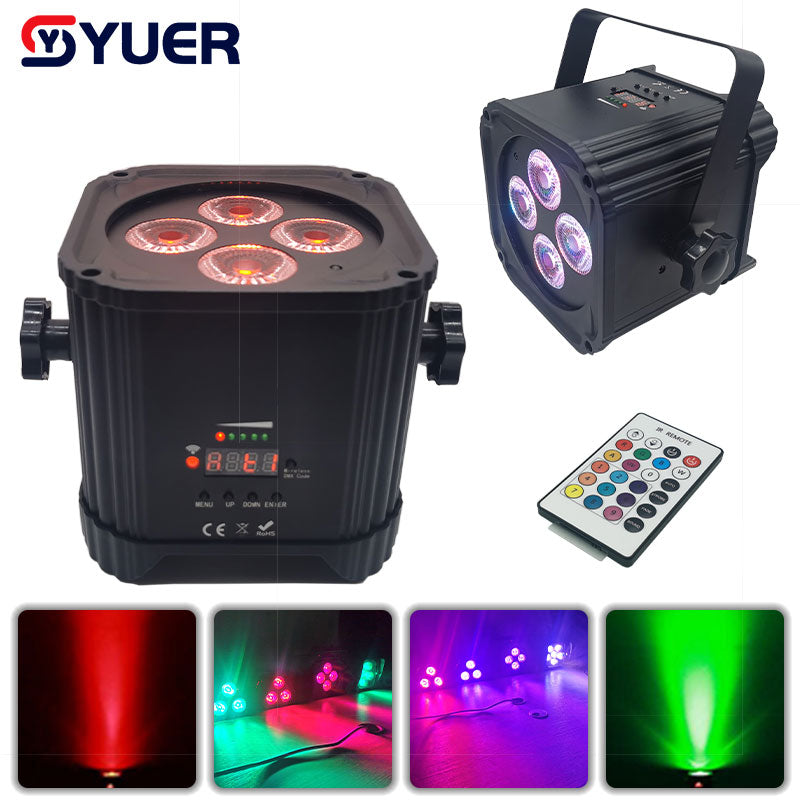 YUER™️ NUEVA batería Par luz LED WiFi App Control 6/10CH DMX512 inalámbrico 4x18W RGBWAUV 6 en 1 Disco Dj boda fiesta escenario iluminación Bar 