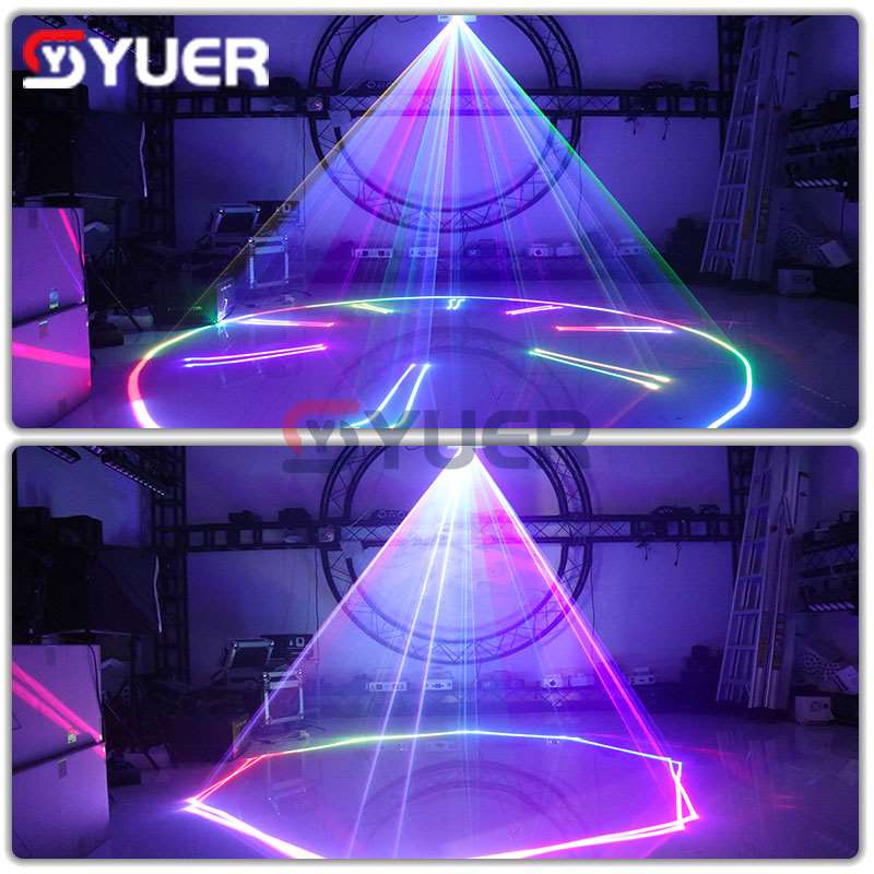 YUER™️ NEW 2W 3W RGB Full Color Animated Scanning Laser Light Laser Beam Projector DMX512 For DJ Disco Stage Wedding Music Party Bar