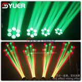 YUER™️ Mini 80W LED 6Pcs RGBW 4IN1 Bee Eyes and Laser Moving Head Light Stage Beam Effect Light DMX512 Sound Party Disco DJ Equipment