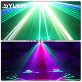 YUER™️ 6 Head Square Scanning Laser Light Beam line Laser Projector For DJ Disco Stage Effect Dance Floor Bar Music Party Club DMX512