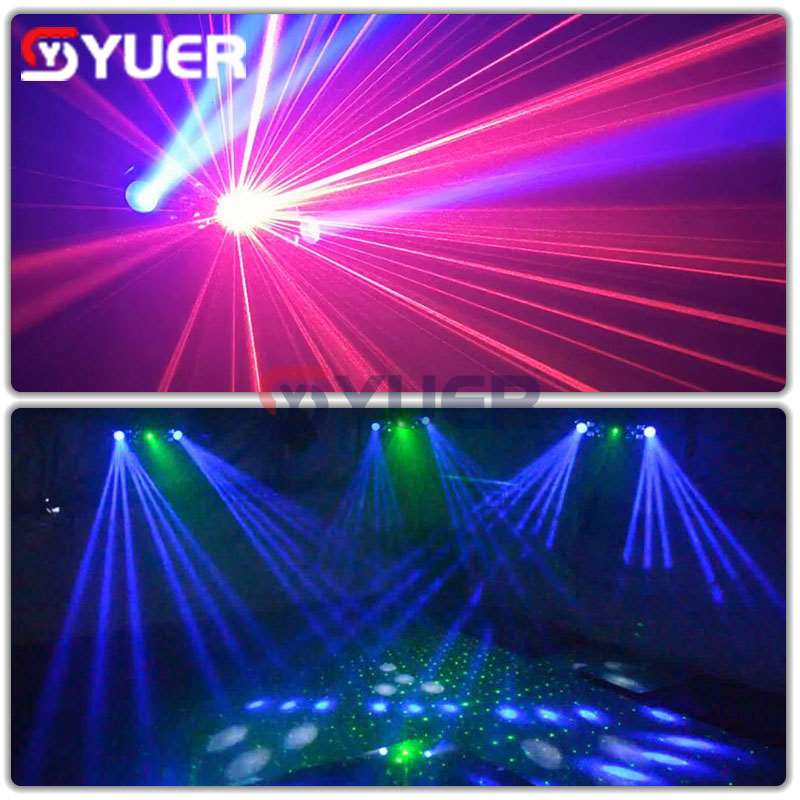 YUER™️DJ Disco Light Party Light Voice Music Control KTV Laser Projector Light 5in1 RGB Effect Lamp For Stage Party Bar Home Wedding