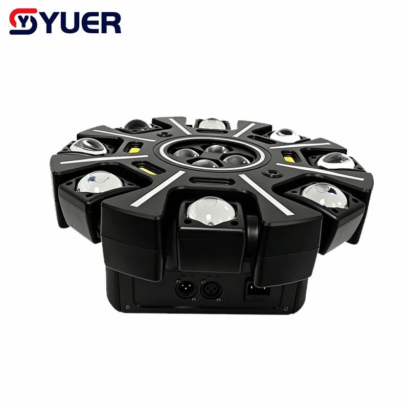 YUER™ 12x10W RGBW LED Bee Eye 8 Arm Little Diamond Moving Head Light RG Laser 9 RGB Light Strips With Wash Effect DMX512 For DJ Disco Party Bar Club Wedding Stage Lighting