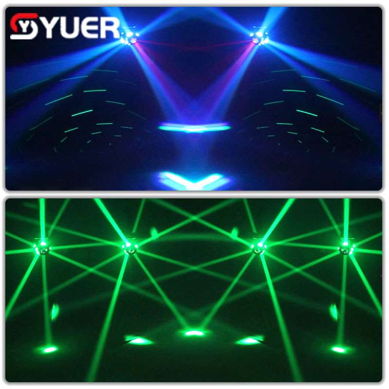 YUER™️ With RG Laser Lights 8x10w RGBW 4in1 LED Moving Head Beam Light Strobe Light DMX Rotation Double Arms Moviing Heads For DJ Party