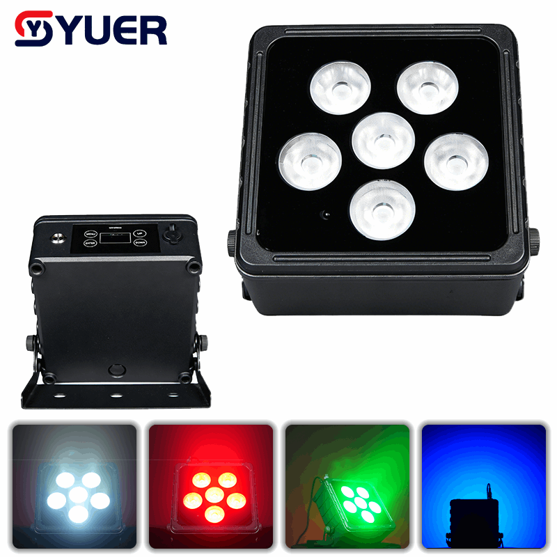 YUER™ IP65 Waterproof 6x18W LED RGBWAUV 6in1 Battery Par Light Wash Effect DMX512 Remote Control For DJ Disco Party Bar Club Wedding Stage Lighting