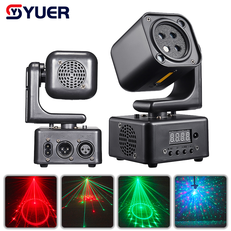 YUER™ MINI 2Red 3Green 1Blue Laser +5w Strobe Moving Head Light DMX512 Sound Control For DJ Disco Party Bar Club Wedding Stage Lighting