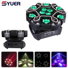 YUER™ 10x10w RGBW Haz de 6 Brazos Efecto Super Bee Eye Donkey Kong Luz de Cabeza Móvil con Tiras de Luz Iridiscentes Estroboscopio Blanco/Dorado Efecto Láser RG DMX512 Control de Sonido para DJ Discoteca Bar KTV