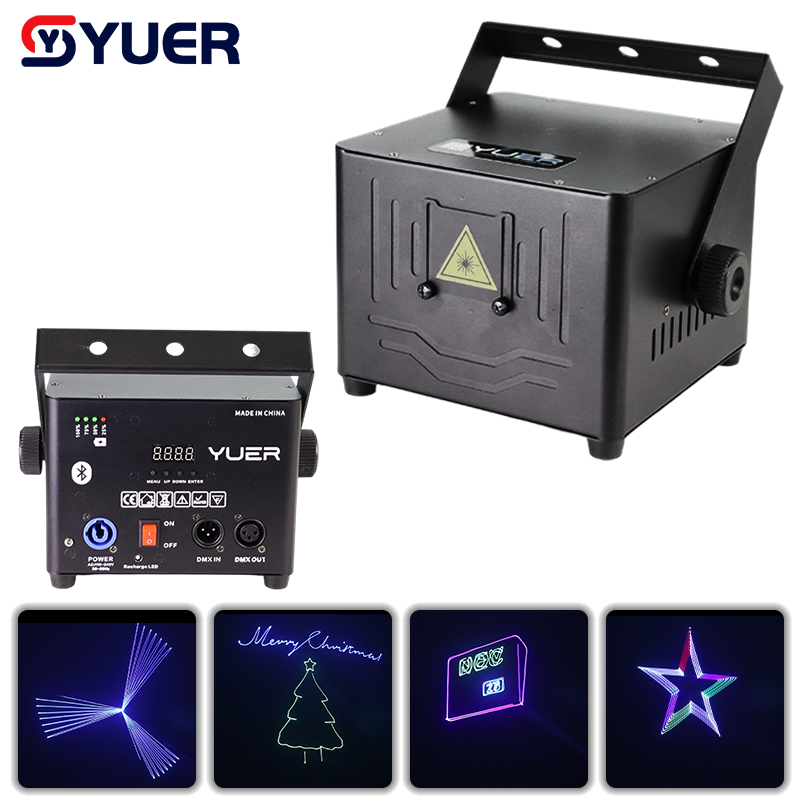 YUER™️ Nouvelle lampe laser d'animation RVB 6W avec batterie, contrôle APP, lumières de scène à motif de faisceau DMX512 16CH pour DJ, discothèque, mariage, bar, effets de scène