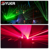 YUER™️NEW LED 1X50MW Green +9x150MW Red Moving Head Laser Light Z-axis With Stepless Rotation Voice Control Master-slave DMX512 For DJ Disco Party Bar Club Wedding