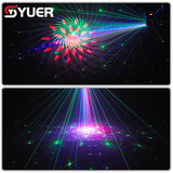 YUER™️ Mini Moving Head Laser Light With LED Ring 1X50mw Red+1X50mw Green+1X50mw Blue DMX512 For DJ Disco Party Stage Effect Lighting Night Club Bar Light