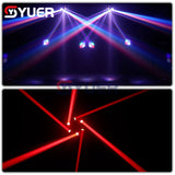 YUER™️ Remote Control 10X10W RGBW 6 Head LED Beam Moving Head Light with RG Laser Effect DMX Stage Lighting for Disco Music Bar Party