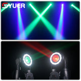 YUER™️ Mini 40W LED RGBW 4IN1 Beam Moving Head Light With Dual Ring Strobe Stage Lights DMX512 Dj Disco Party Wedding Bar Stage Effects