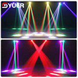 YUER™️ LED 3 Head Beam Strobe Laser Stage Effect Light Disco Rotating Moving Head Light Bar Party Stage Performance DJ Equipment