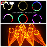 YUER™️ 150W LED GOBO 3 Prisms Spot With SMD RGB Strip Ring Stage Lighting Moving Head Party Dj Disco Party Hotal Club Bar Wedding