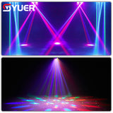 YUER™️ NEW LED 4X10W RGBW 4 Moving Head Beam Light DMX512 Controlled With Ring RG Laser Strobe Effect Disco Music Dance Bar Party Light