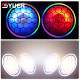 YUER™️NEW LED 2Eyes 2x100W COB Blinder Light With Ring +48X0.2W RGB Voice Control DMX512 For DJ Disco Party Stage Effect Lighting Night Club Bar Light