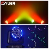 YUER™️LED 18X12W RGBW 4IN1 Moving Head Zoom Light With Ring Voice Control DMX512 For Disco Party Club DJ Stage Effect Lights