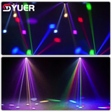 YUER™️NEW Mini LED 2X3W Red+2X3W Green+2X3W Blue Bee Eye Moving Head Light With Ring DMX512 For DJ Disco Stage Party Wedding Dance Floor