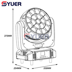 YUER™️ 19X20W Big Bee Eye Zoom RGBW Luz con cabezal móvil DMX512 RDM 21/23/35/78/92/97/99CH Beam+Wash DJ Disco Bar Equipo de efectos de escenario musical 