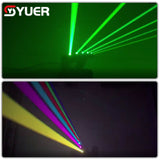 YUER™️ 6 Eyes XYZ Stage Effect Infinite Rotation RGB Laser Bar Beam Lighting for DJ Disco Party Wedding Moving Head Projector DMX512