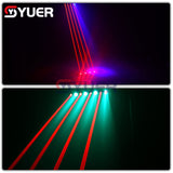 YUER™️ 4 Red Laser + 4x5w LED RGBW Beam Laser Scanner Moving Head Stage Light For Party Christmas Disco DJ Indoor Night Club