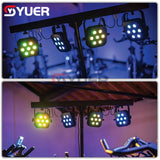 YUER™️ Led Par Kit 4pcs 7x10W 4in1 RGBW Led Slim Flat Par Lights with Light Stand DMX Bar Foot Controller Bag Package Set