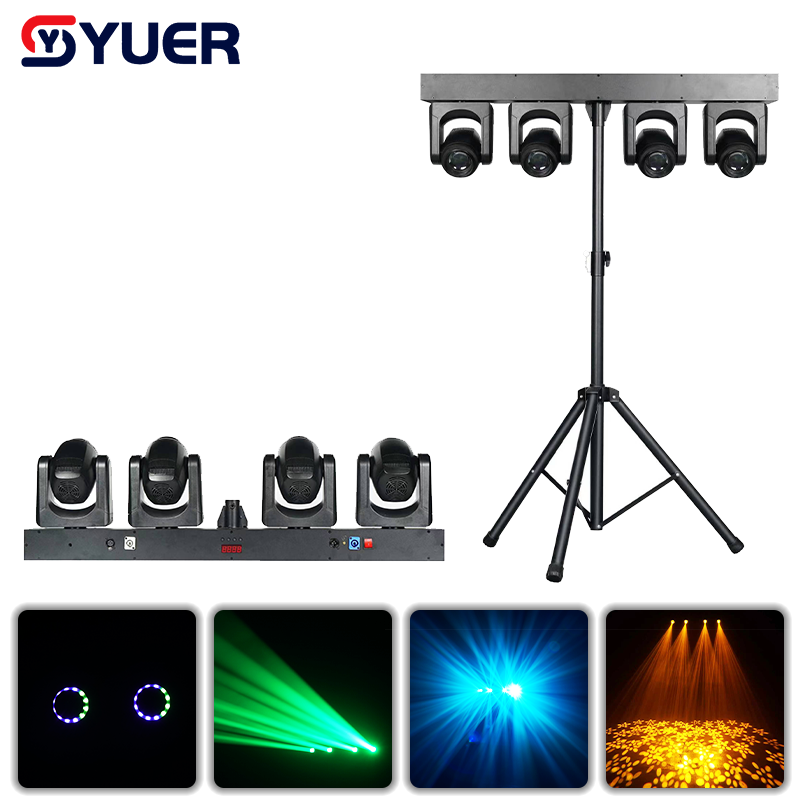 YUER™ 4x120W LED + 48pcs LED Moving Head Bracket Light Beam Rainbow Frost 18 Prisms Effect DMX512 Sound Control For DJ Disco Party Bar Club Wedding Stage Effect Lighting