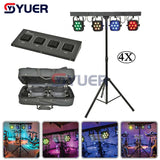 YUER™️ Led Par Kit 4pcs 7x10W 4in1 RGBW Led Slim Flat Par Lights with Light Stand DMX Bar Foot Controller Bag Package Set