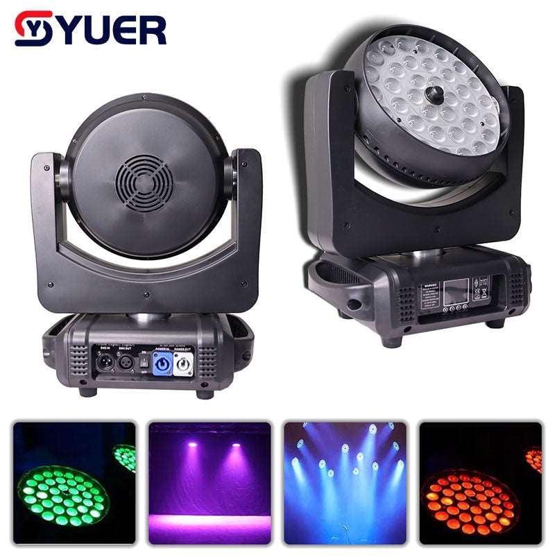 YUER™️  NEW LED Wash Zoom Moving Head Light 36x8W RGBW 4IN1/36x12W RGBWA 5IN1/36x18W RGBWA+UV 6IN1 Lyre DMX 15 ChannelsFor DJ Disco Party Bar