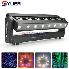 YUER™️ 6 Eyes Moving Head RGB Laser Bar Beam Strobe Stage Effect Lighting For DJ Disco Party Events DMX Sound Modes Projector Fixtures