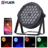 YUER™️ New Par Flat SpotLight 36LED RGB 3in1 Stage Lighting DMX512 Colour Mixing For Party DJ KTV Disco Show With App Control