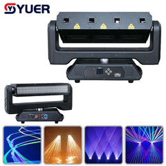 YUER™️ New Double Side 4x2w RGB Laser 20Kpps Scanner Beam Projector With Strobe Moving Head DMX Wedding Party Stage Lighting Bar Lamp