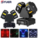 YUER™️ With RG Laser Lights 8x10w RGBW 4in1 LED Moving Head Beam Light Strobe Light DMX Rotation Double Arms Moviing Heads For DJ Party