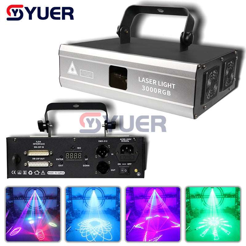 YUER™️ NEW 3W DJ 3D Cartoon Pattern Laser Light Laser Projector DMX DJ Party Laser Light RGB Laser For Party Disco KTV Bar Stage Lights