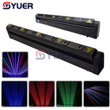 YUER™️ 8 Eyes Full Color RGB Laser Bar Light DMX512 Stage Strobe Effect Projector DJ Disco Party Dance Floor Bar Club Music Restaurant