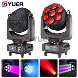 YUER™️ New Beam Zoom Wash Stage Moving Head LED RGBW 7x60w Light With 70x0.5w Auxiliary Lighting Dj Disco Party Consert Event Wedding