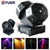 YUER™️ NEW Mold Double LED Strobe Arm Rotating Moving Head Light With RG Laser Light For DJ Disco Stage Wedding Music Party Bar