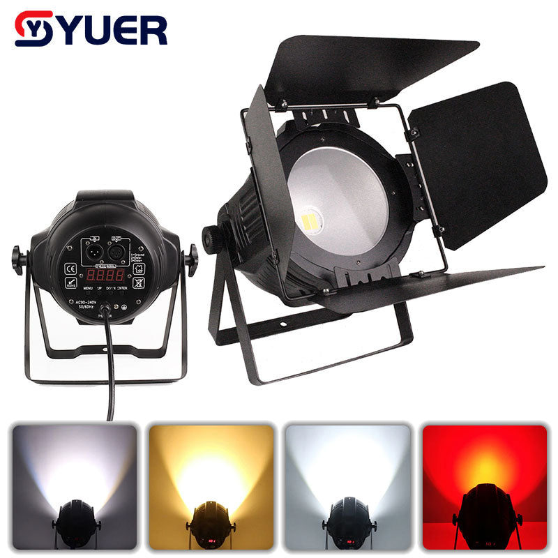 YUER™️ LED Par COB 200W Luz Blanca/Blanca Cálida/Blanca Pura+Blanca Cálida/RGBW 4en1 Luz DMX512 Lámpara LED Iluminación Escenario Producciones Conciertos Con Aletas Cortadoras