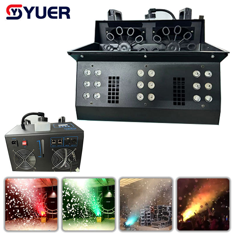 YUER™️ Fog Bubble Machine DMX512 and Remote Smoke Bubble