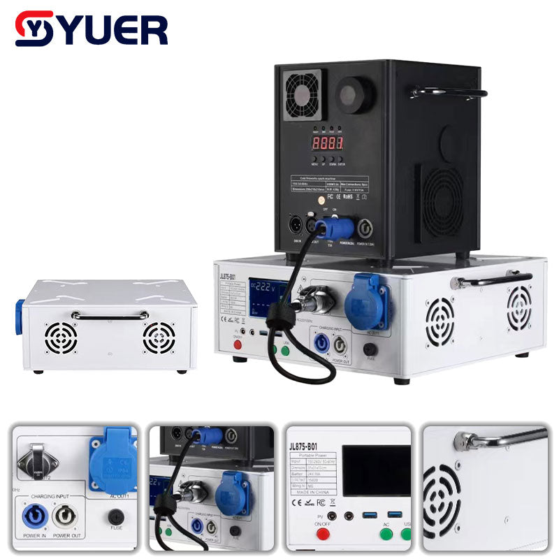 YUER™️ Base de charge mobile portable Spark 1500W pour machine à étincelles froides Batterie sans fil Chargeur d'étincelles 24V16AH
