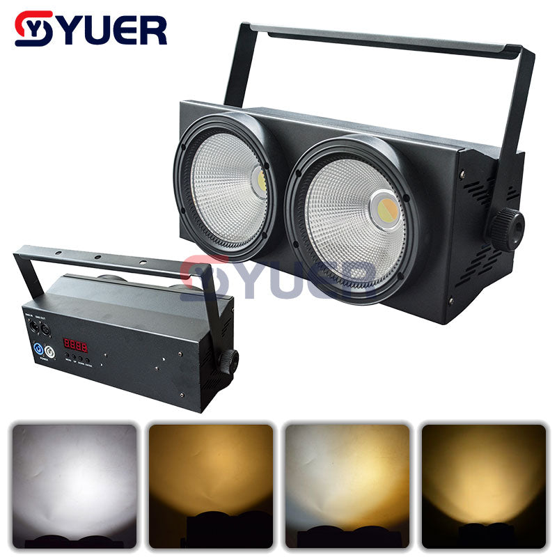 YUER™️ 2 ojos 2x100W blanco + blanco cálido 2 en 1 LED COB luz cegadora blanco frío y cálido iluminación de efecto de escenario de Fiesta de DJ profesional 