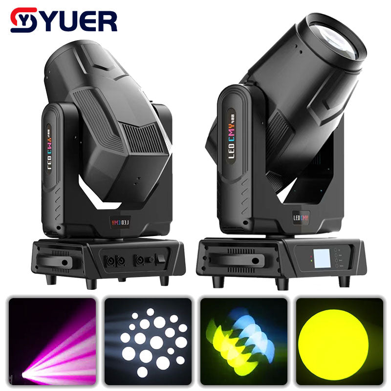 YUER™️ LED CMY+CTO 500W Luz de Cabeza Móvil Beam Spot Zoom con Efecto de Prisma Escarcha DMX512 Iluminación de DJ Fiesta Discoteca Efecto de Escenario