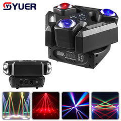 YUER™️ LED 3 Têtes Faisceau Stroboscope Laser Lumière d'Effet Scénique Disco Barre Lumineuse Mobile Rotative pour Scène de Fête Performance DJ Équipement