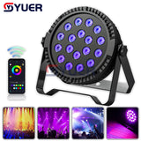 YUER™️ Professional Stage Lights 18LED RGB 3in1 Par Light DMX Colour Mixing For Party DJ Disco Music Show With App Control Night Light