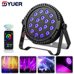 YUER™️ Luces de escenario profesionales 18LED RGB 3 en 1 Par Light Mezcla de colores DMX para fiestas DJ Discoteca Espectáculo de música con control de aplicación Luz nocturna 