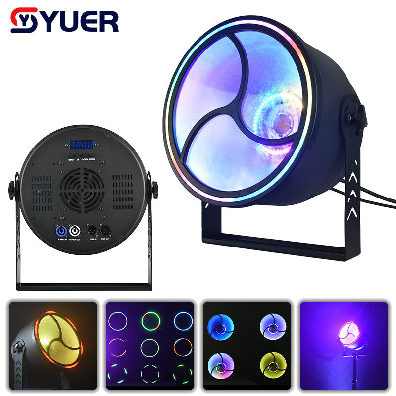YUER™️NEW 200W COB Amber Retro Backlight Light With RGB Ring Inner Lamp And SMD RGB Out Ring Strobe Wash Strobe Effect Dj Disco