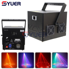 YUER™️ 12W RGB Animación 30kpps Luces láser de escaneo DMX512 DJ Disco Partterns Wash Proyector láser para bodas Luz LED para barra de fiesta 